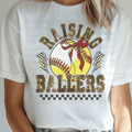 Softball Raising Ballers with Checkered Lightening Bolts