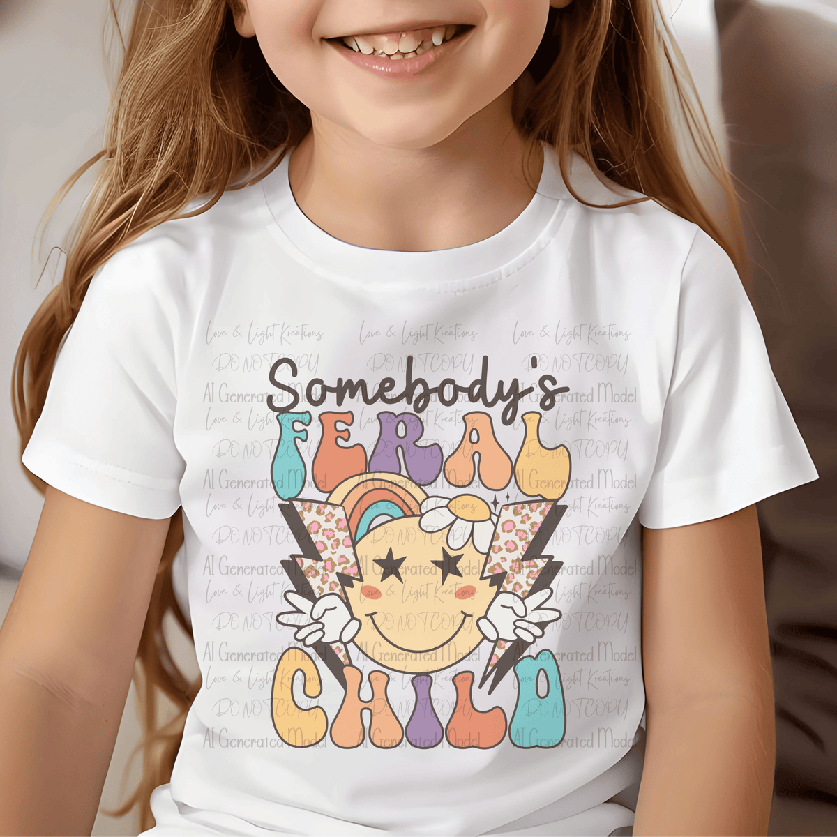 Somebody's Feral Child Retro with Smiley and Lightening Bolts