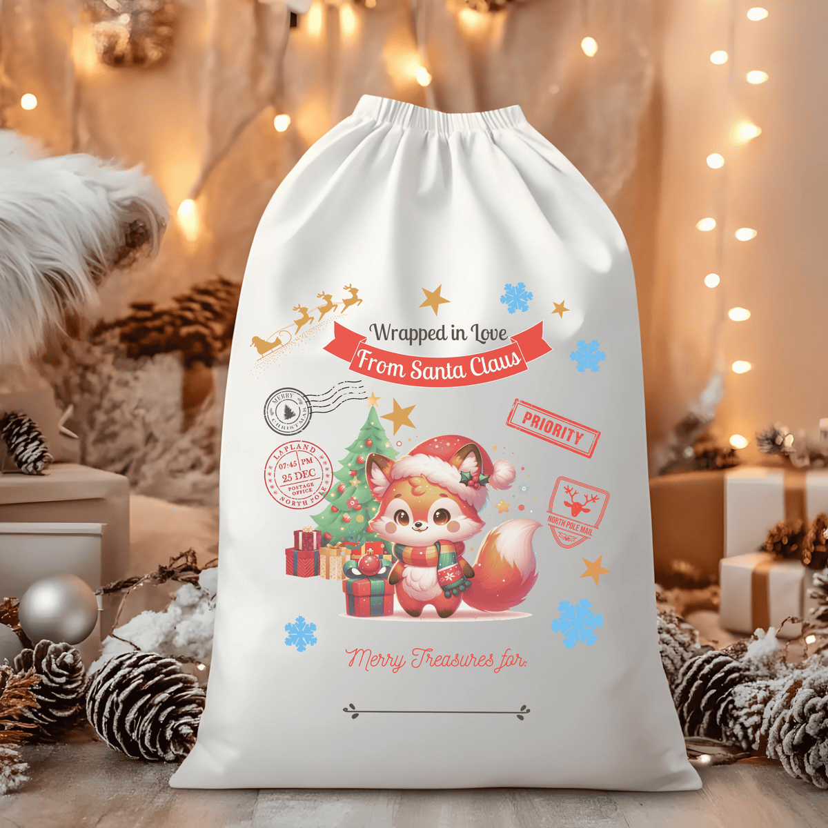 Special Delivery Fox Santa Sack