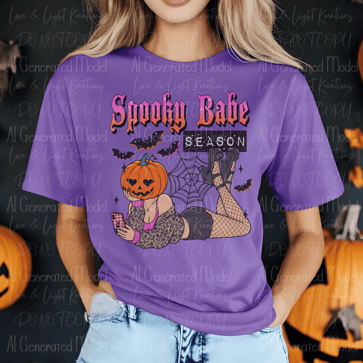 Spooky Babe Season Punk Girl with Jack0Lantern Head