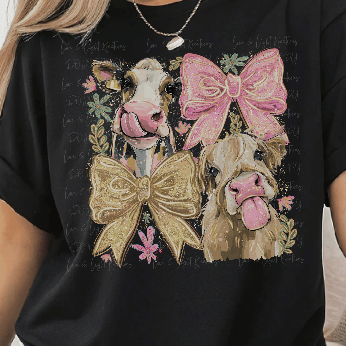 Spring Faux Glitter Cows with Their Tongues Out