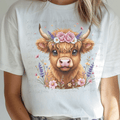 Spring Highland Cow with Flowers