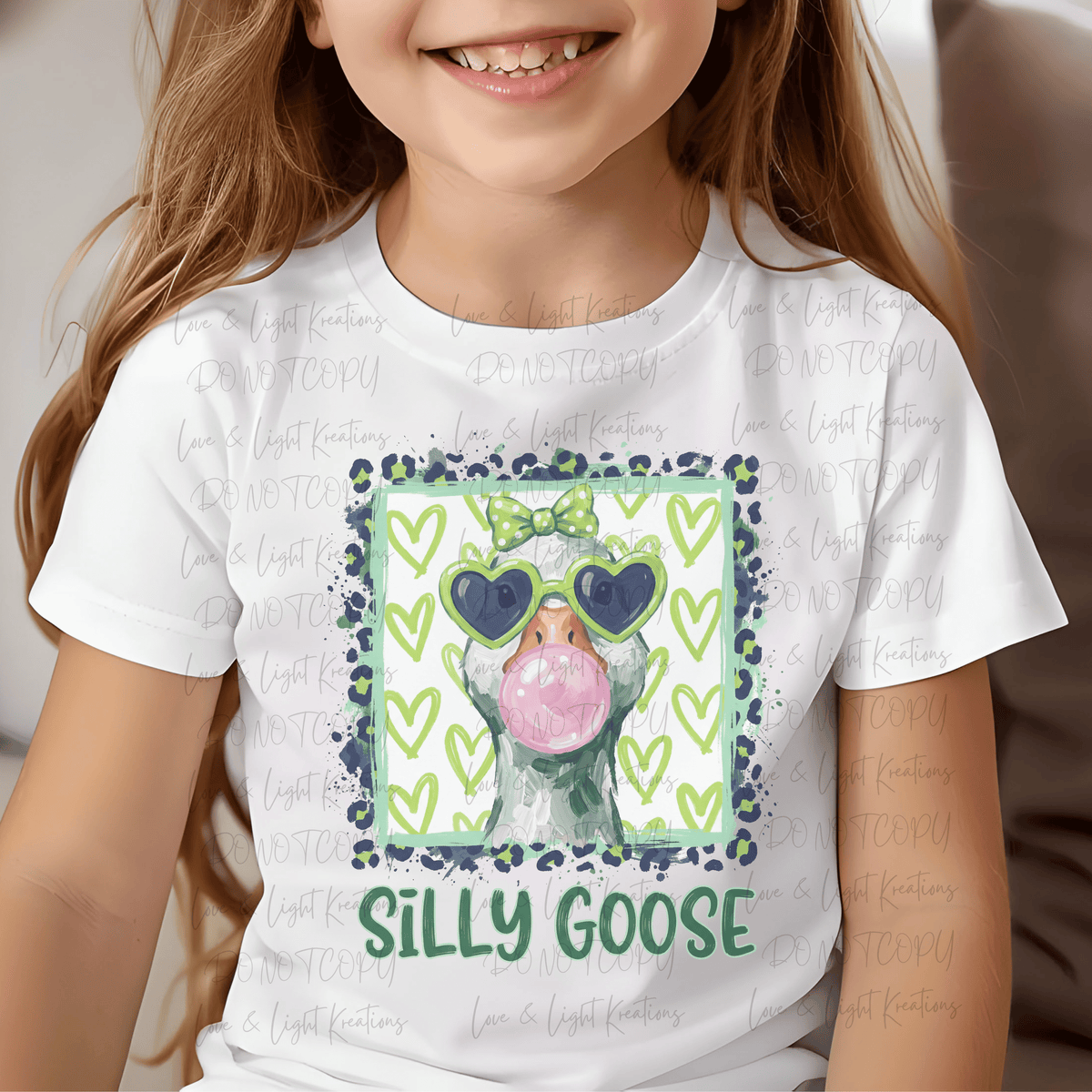 St. Patrick's Silly Goose with Hearts and Leopard Print Frame