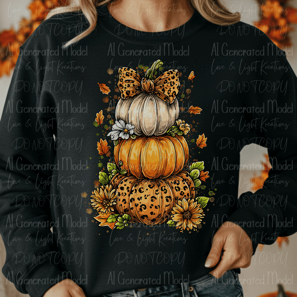 Stacked Fall Patterned Pumpkins