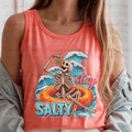 Stay Salty Skeleton Eating Grapes Floating in the Ocean