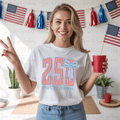 Striped 250 Years of Freedom with Blue Star Coquette Bow