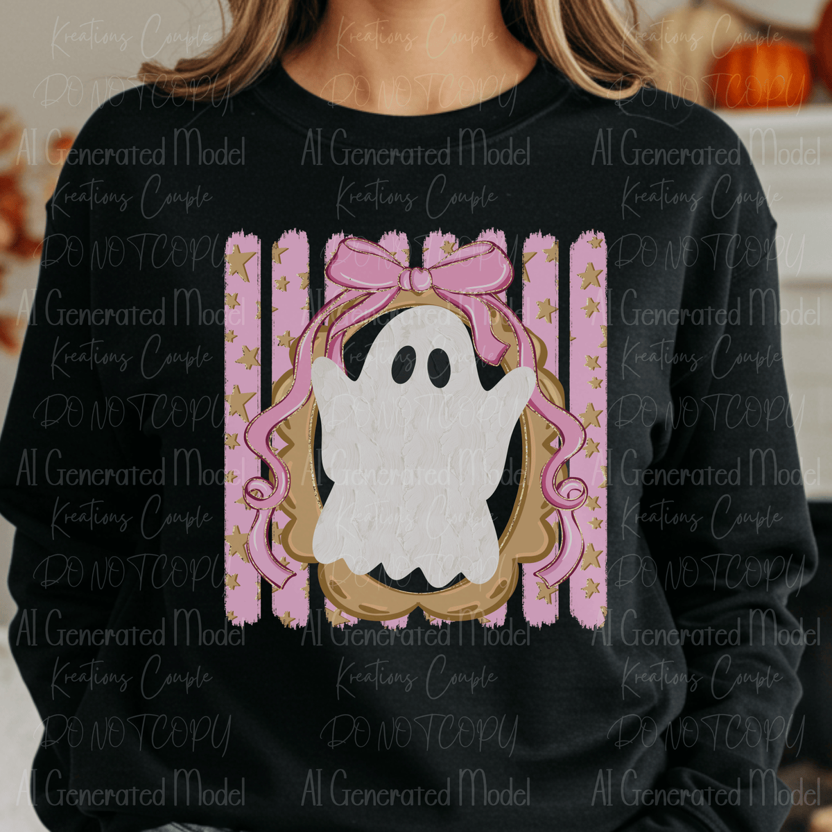 Stripped Coquette Bow Paintbrush Ghost
