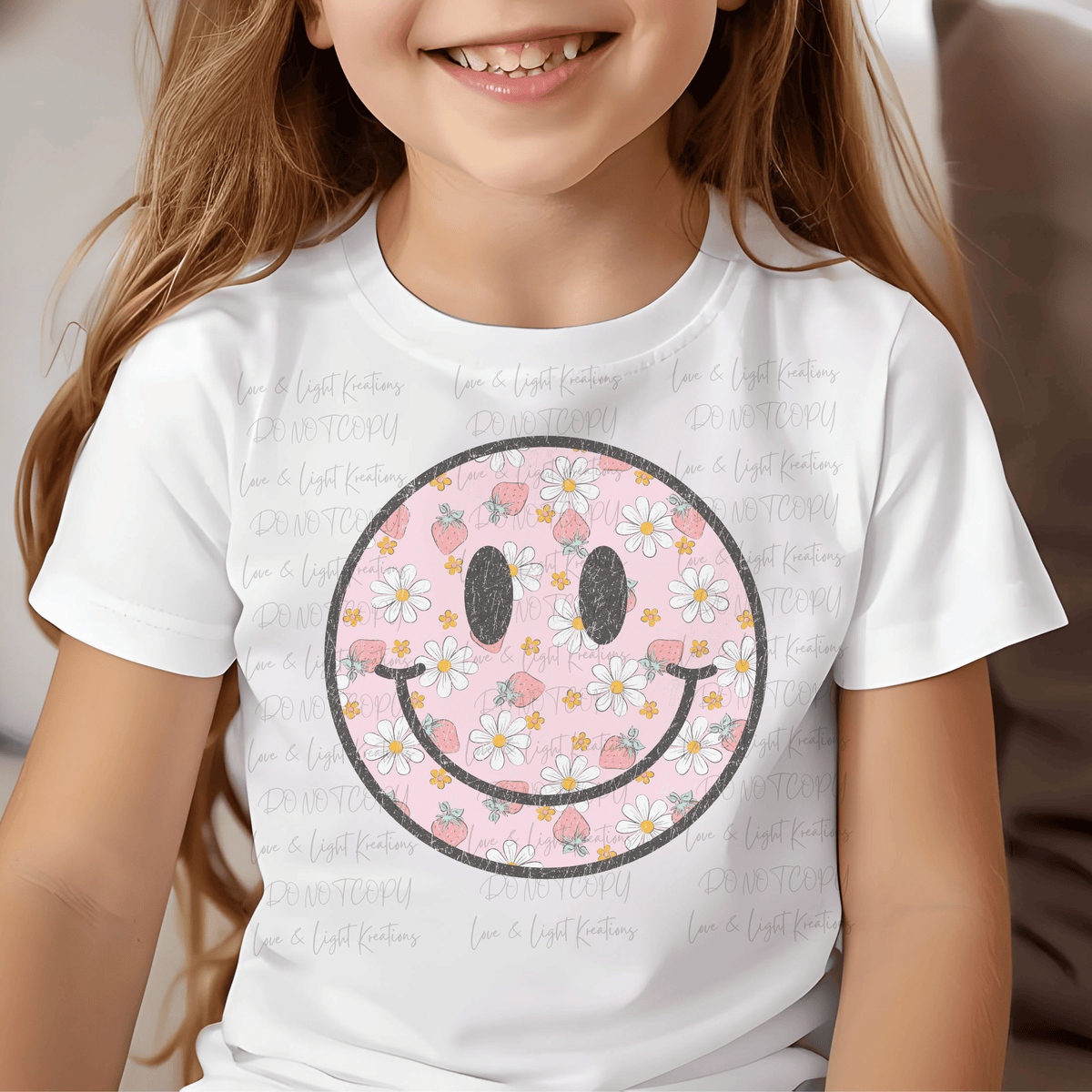 Summer Floral and Strawberries Smiley Face
