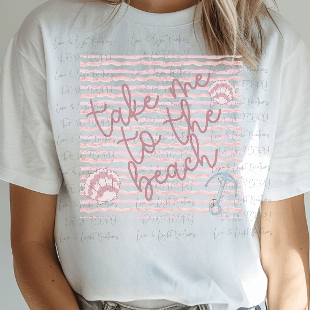 Summer Take Me to the Beach with Pink Shells and Anchor