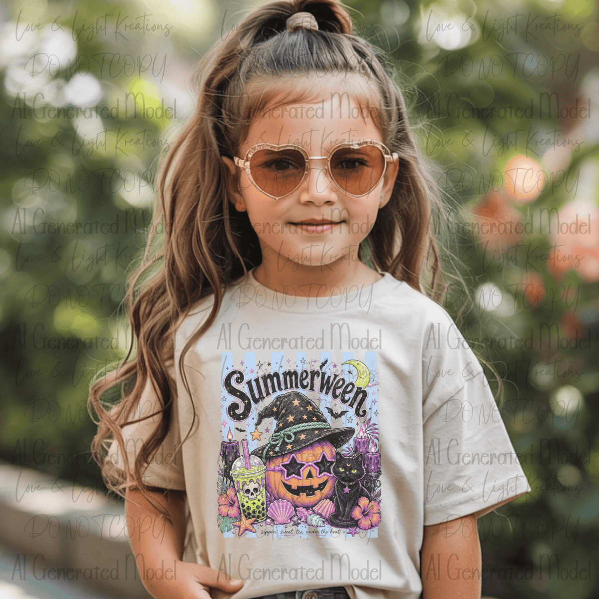 Summerwenn Sippin' Sweet Tea Under the Heat Jackolantern, Black Cat and Boba Drink