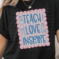 Teach Love Inspire Stripe Stamp with Pastel Pink and Blue