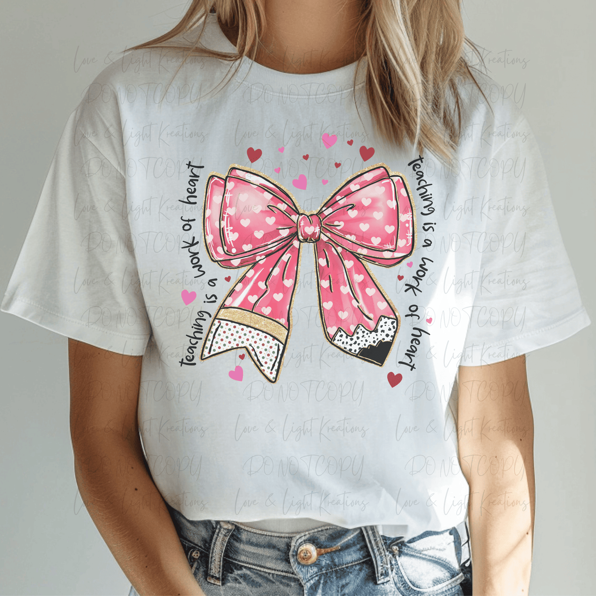 Teaching is a Work of Heart Coquette Teacher Bow