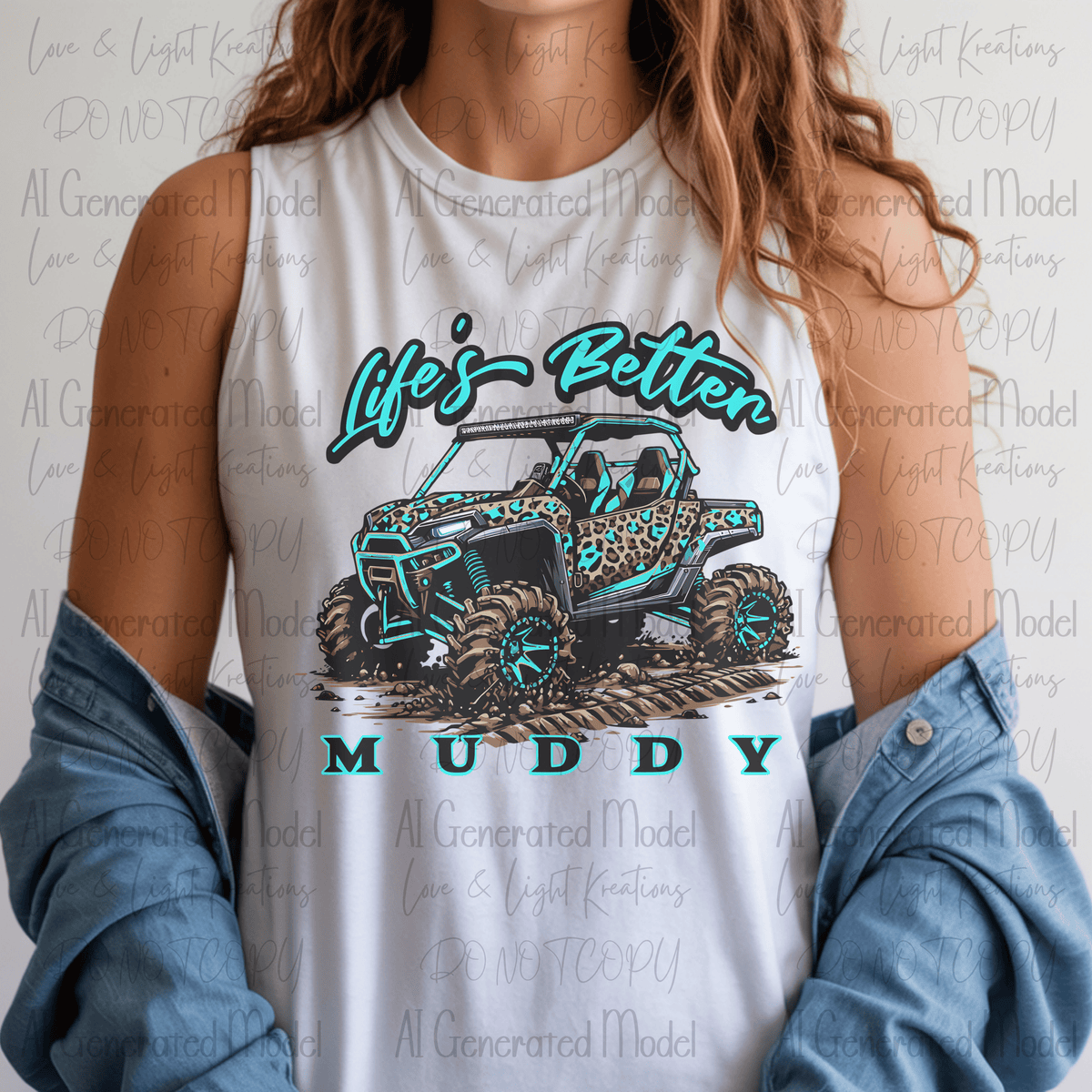 Teal Life's Better Muddy 4x4 Leopard Print
