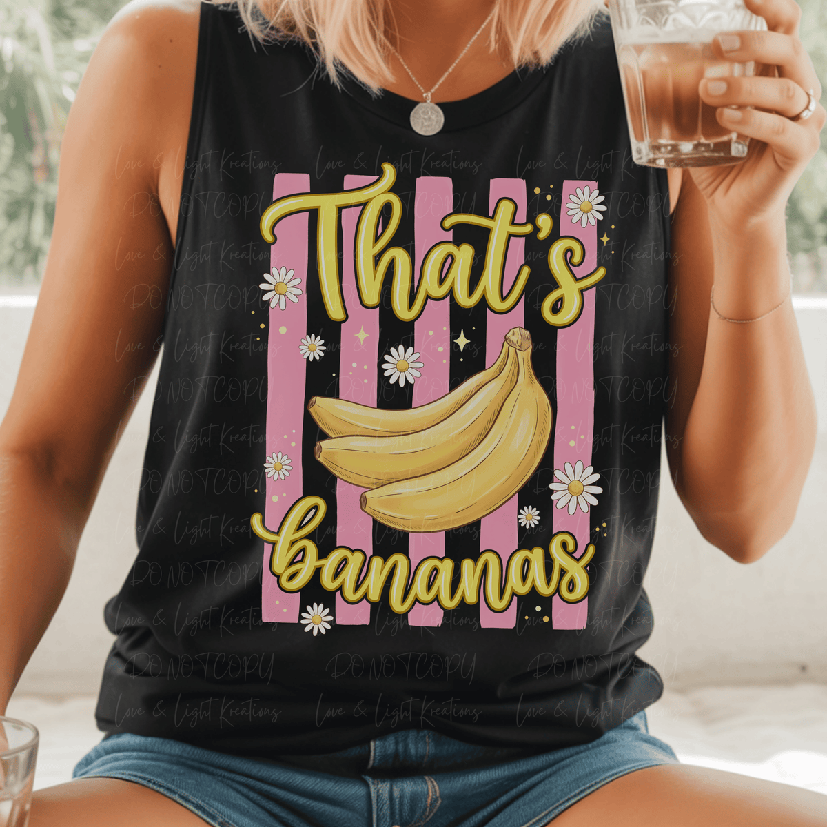 That's Bananas with Pink Stripes and Flowers