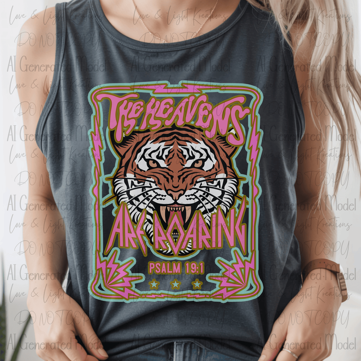 The Heavens are Roaring Tiger Face Retro Stamp
