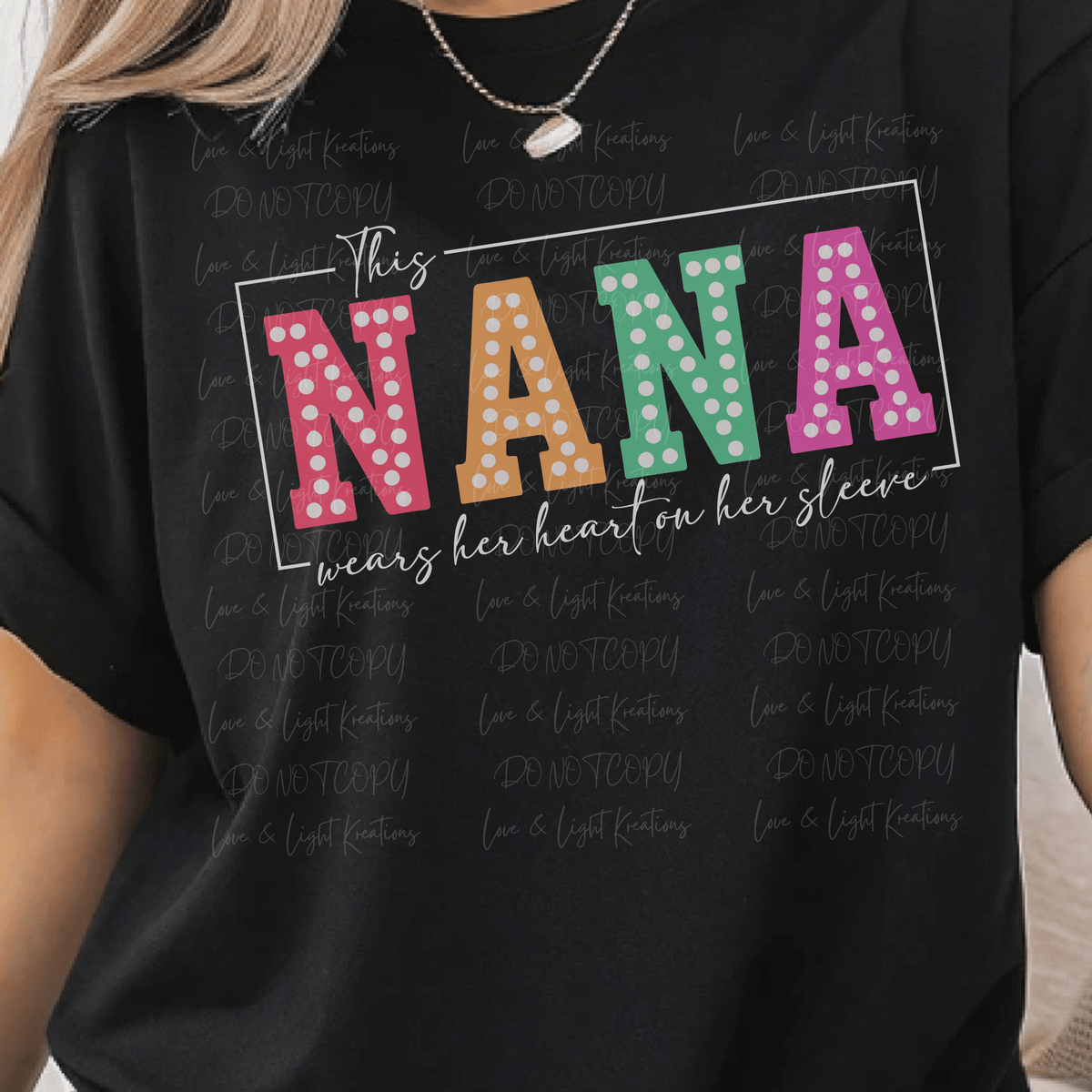 This Nana Wears Her Heart on Her Sleeve with Polka Dot Letters