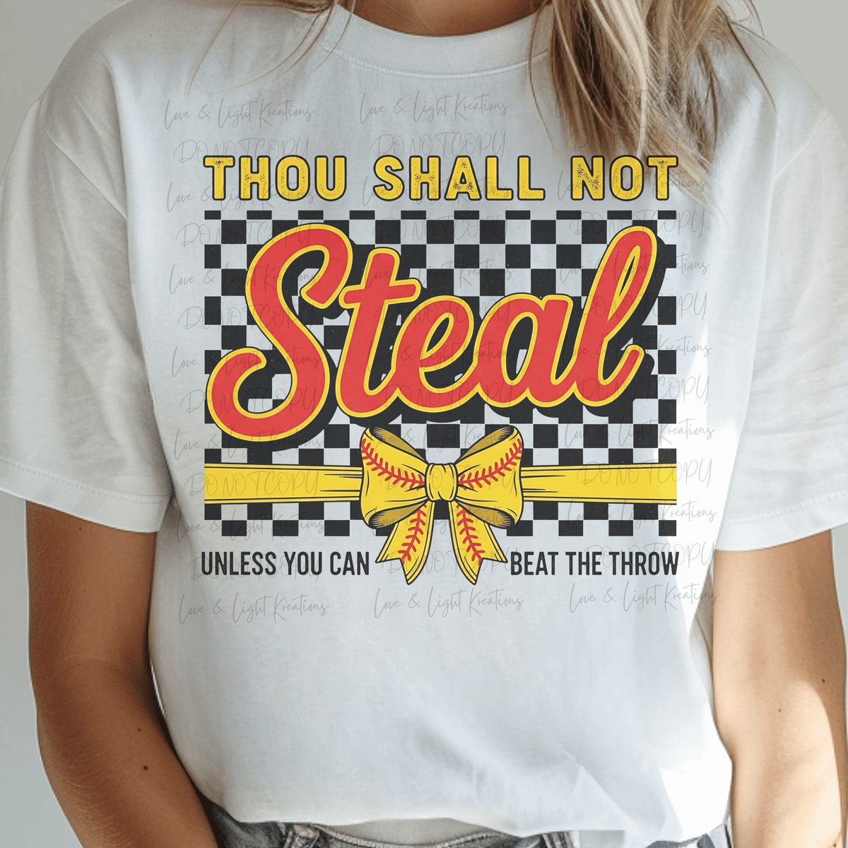Thou Shall Not Steal Beat the Throw with Softball Coquette Bow