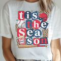 Tis the Season Baseball with Block Letters and Leopard Print