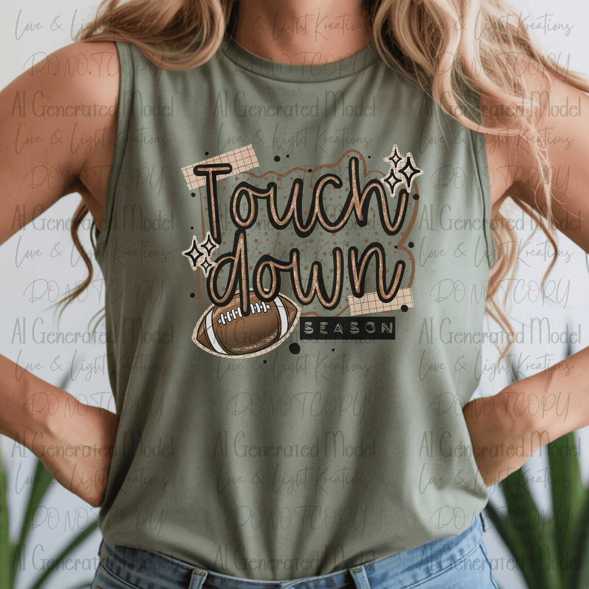 Touchdown Season Football Stamp Black Outline