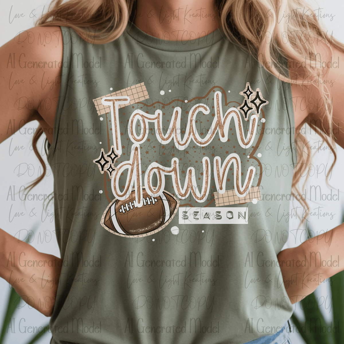 Touchdown Season Football Stamp White Outline