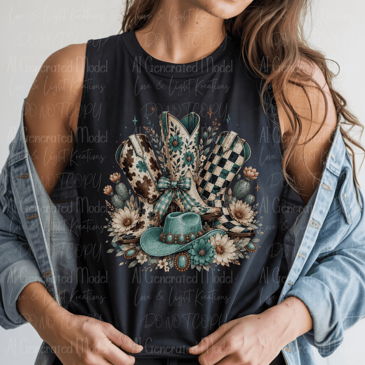 Turquoise  Western Cowgirl Boots
