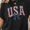 USA With Stars and Blue Coquette Bow