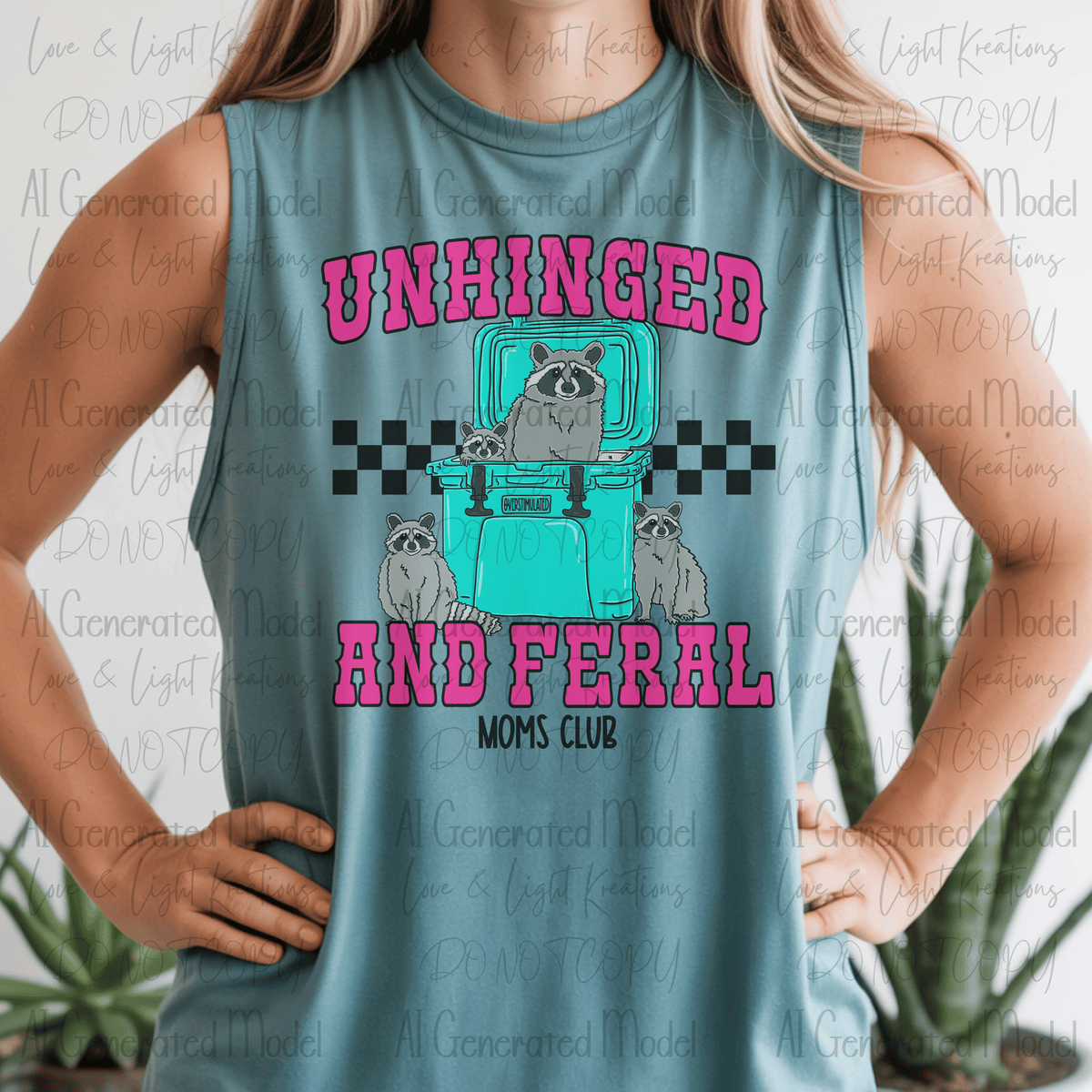 Unhinged and Feral Moms Club Pink and Checker