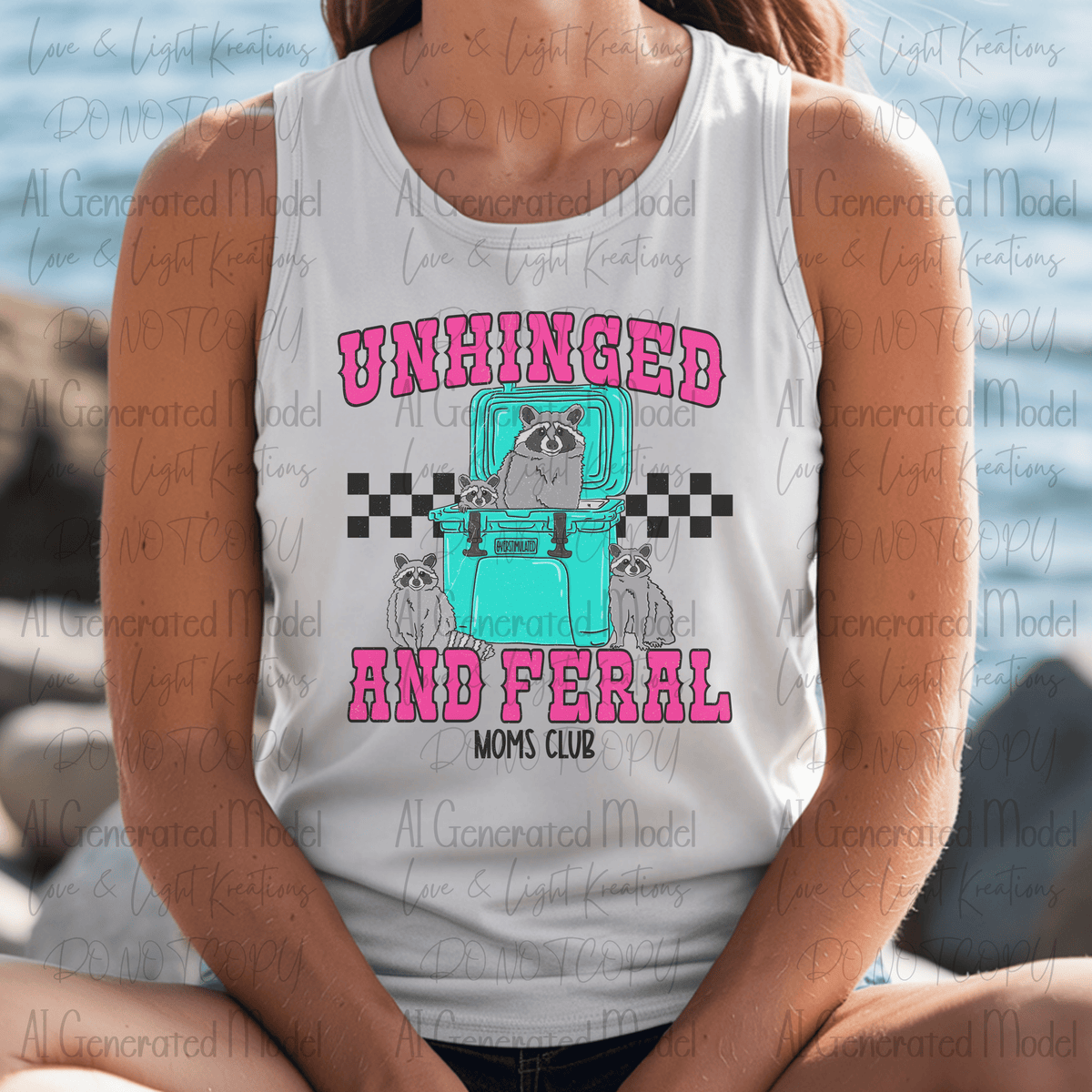 Unhinged and Feral Moms Club Pink and Checker Distressed