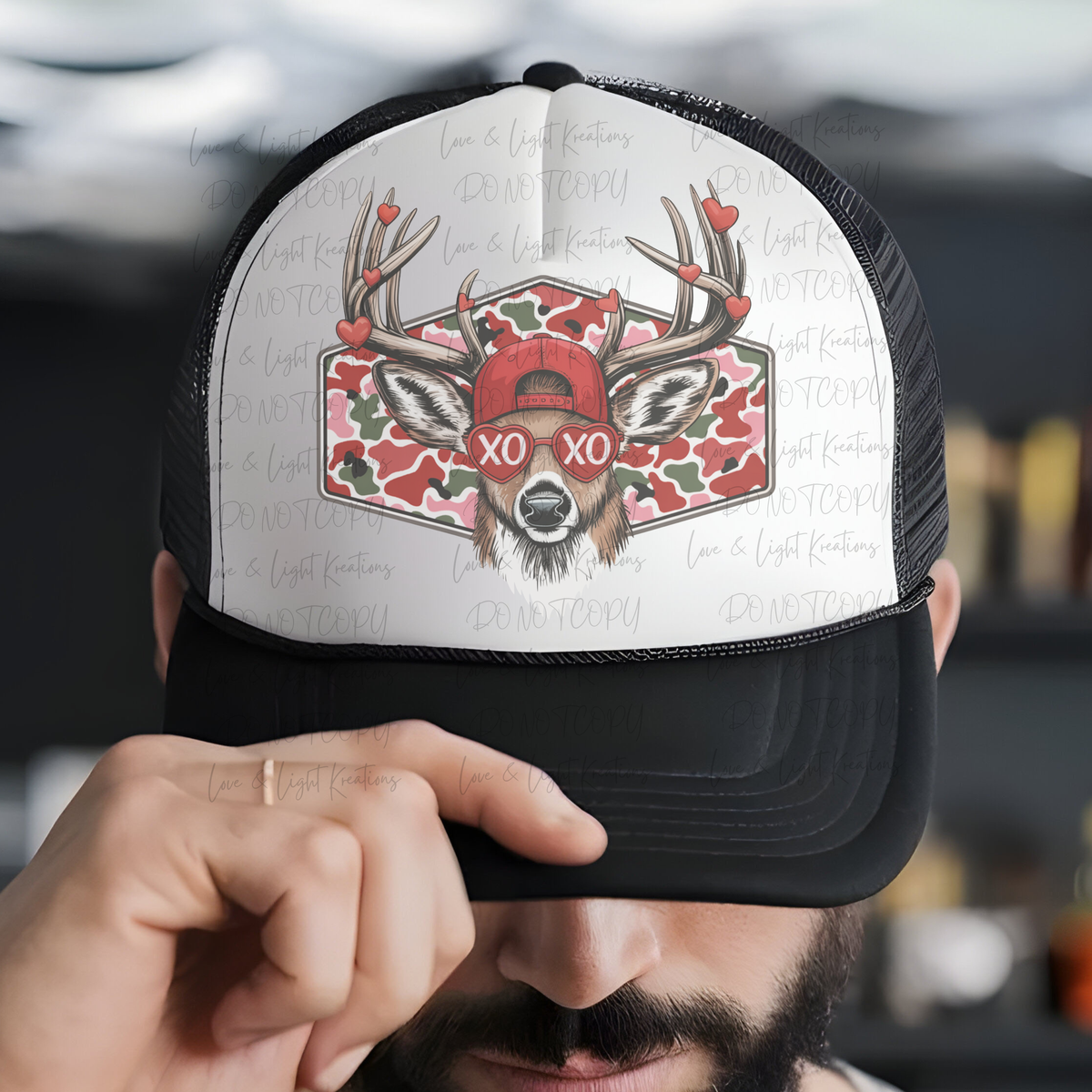 Valentine Camo Deer with Glasses
