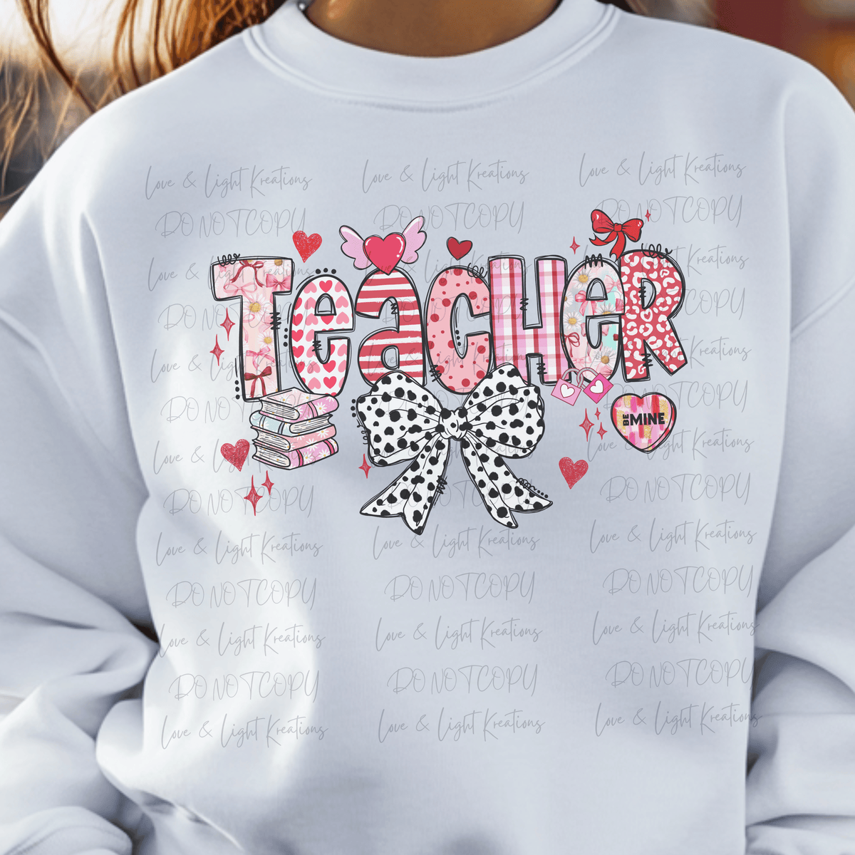 Valentine's Teacher with Black and White Coquette Bow