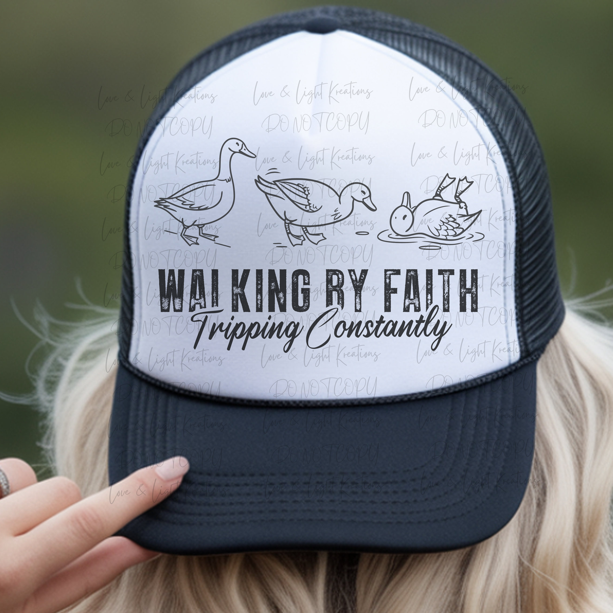 Walking By Faith Tripping Constantly Geese Black Font