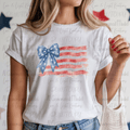 Watercolor Flag with Blue Coquette Bow