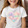Watercolor Pastel Painted Hearts with Gold Hearts and Outline
