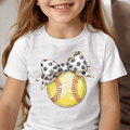 Watercolor Yellow Softball with a Coquette Bow