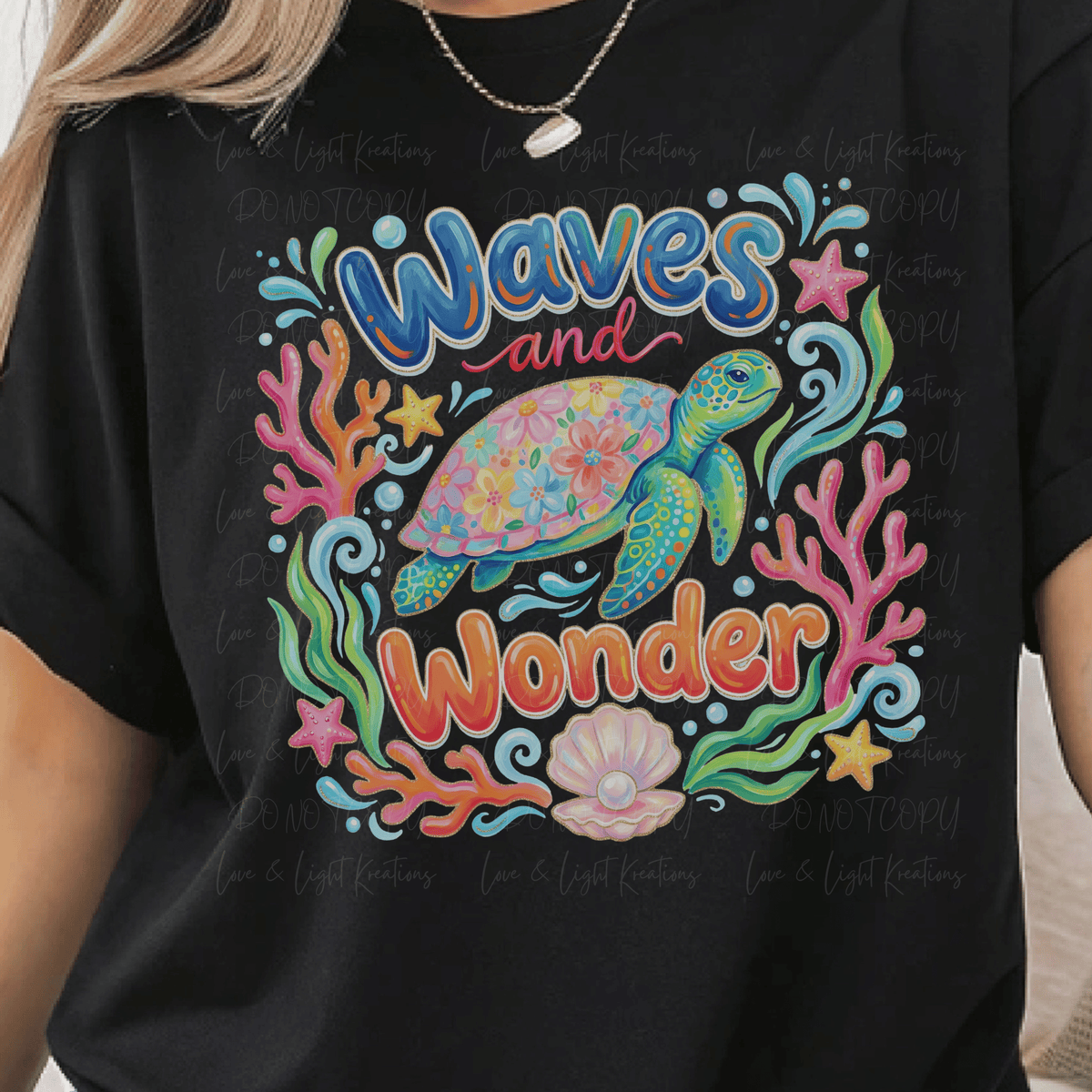 Waves and Wonder Turtle Florals Shell