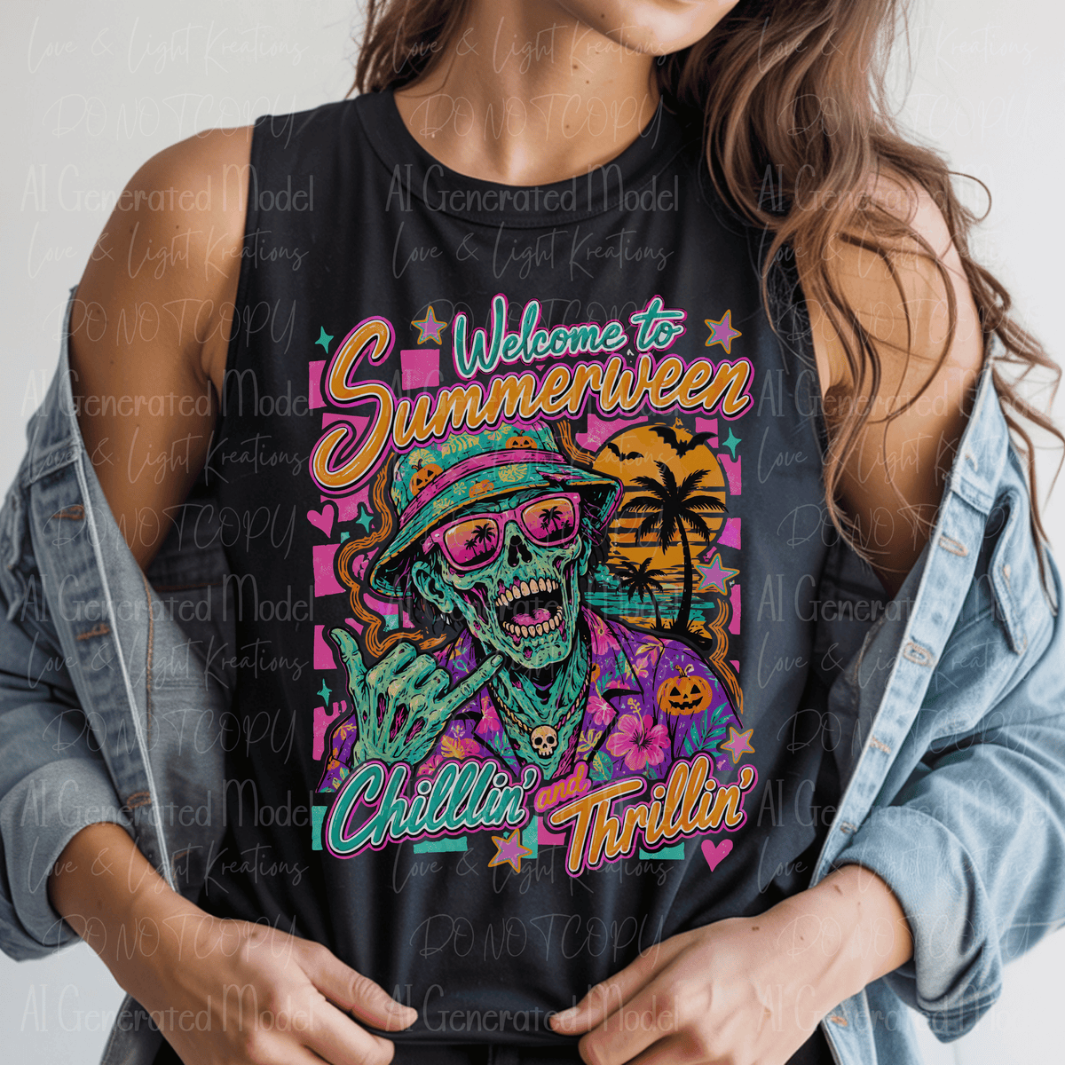 Welcome to Summerween Chillin' Thrillin' Neon Zombie