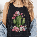 Western Cactus with Pink Hat and Flowers