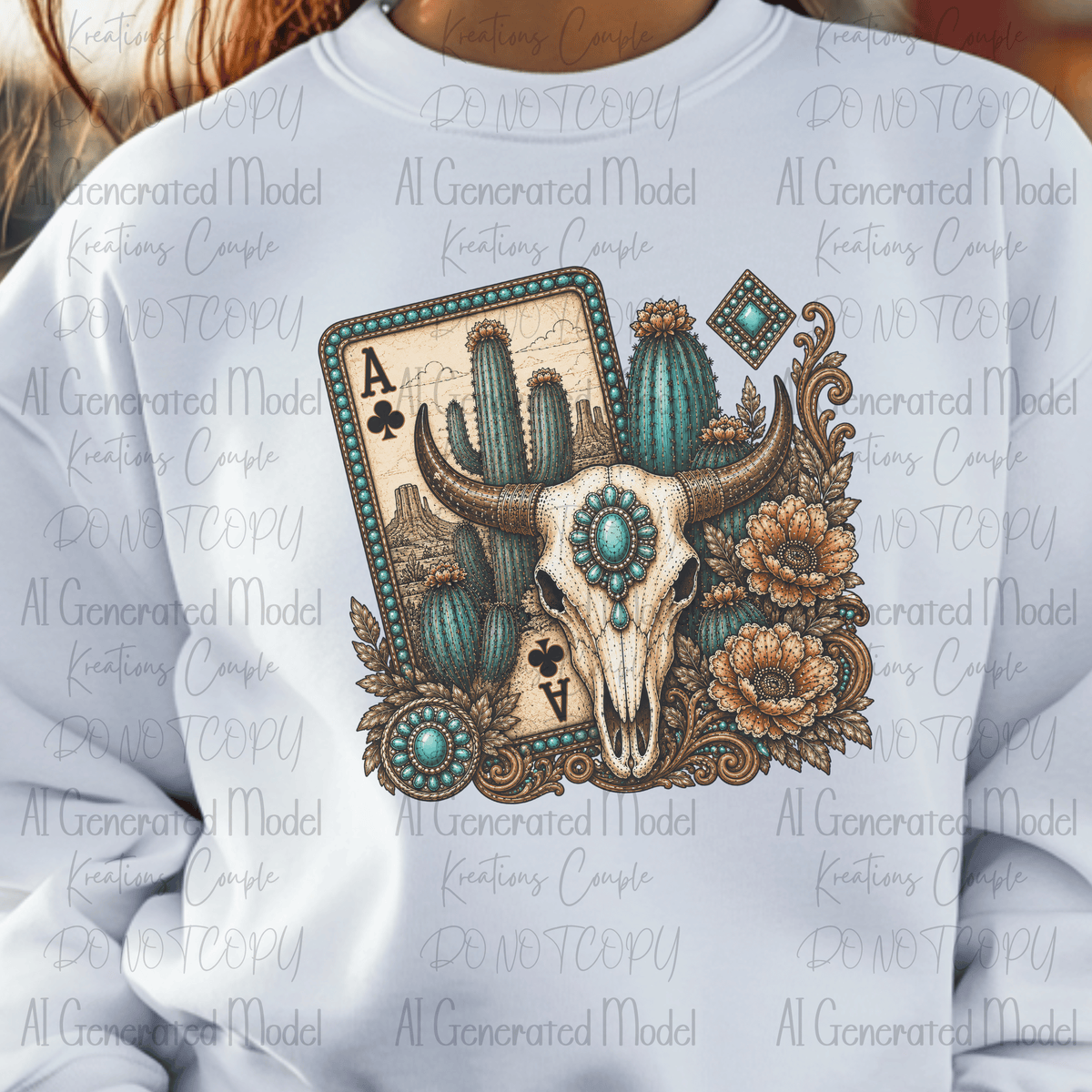 Western Cow Skull Ace of Spade Card
