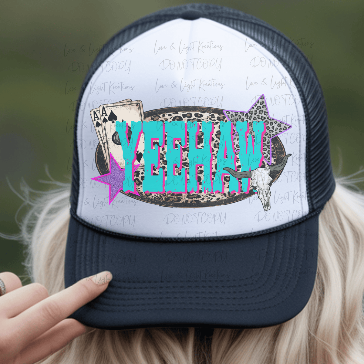 Western Cyan Yeehaw with Leopard Print