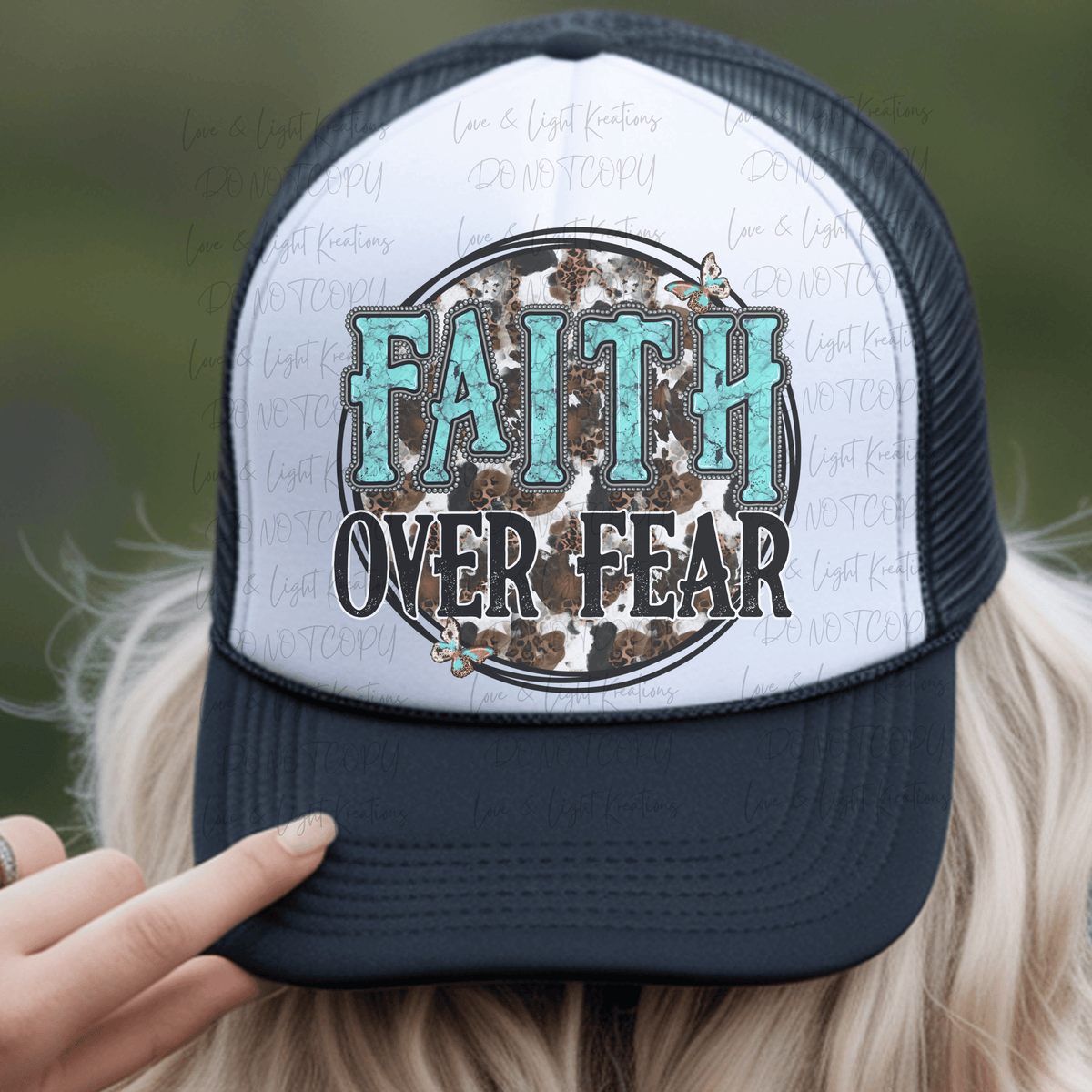 Western Faith over Fear with Turquoise and Butterflies