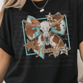 Western Howdy Cow Print Bow with Cow Skull
