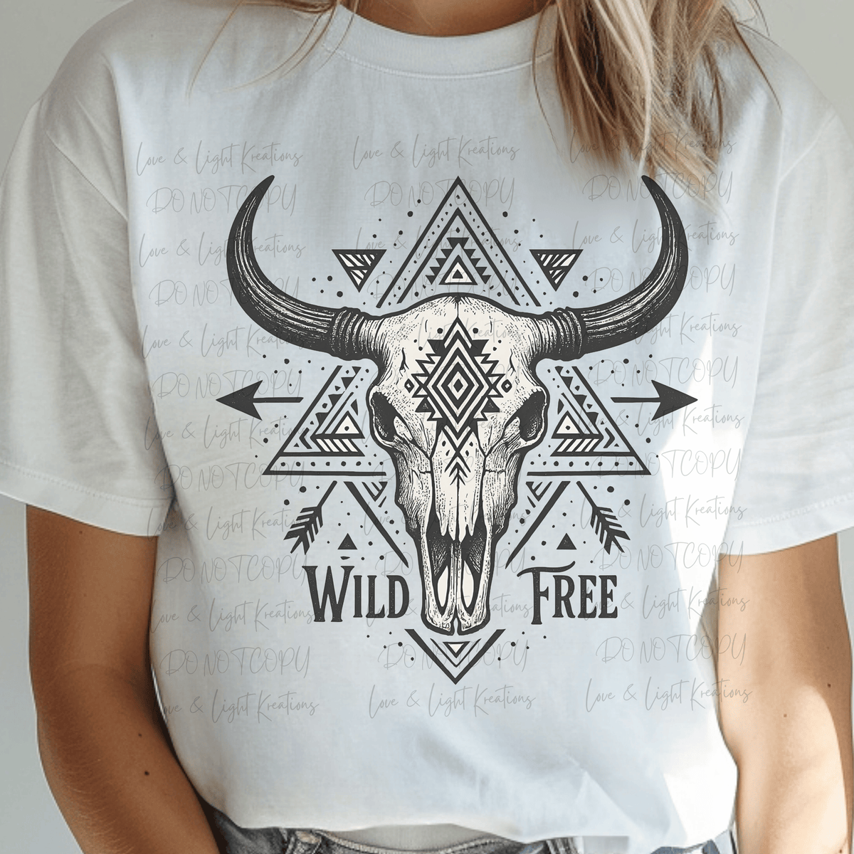 Western Print Wild and free with Cow Skull