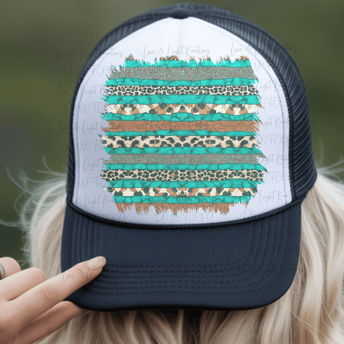 Western Turquoise, Leopard, Cheetah and Cow Print Hat Background