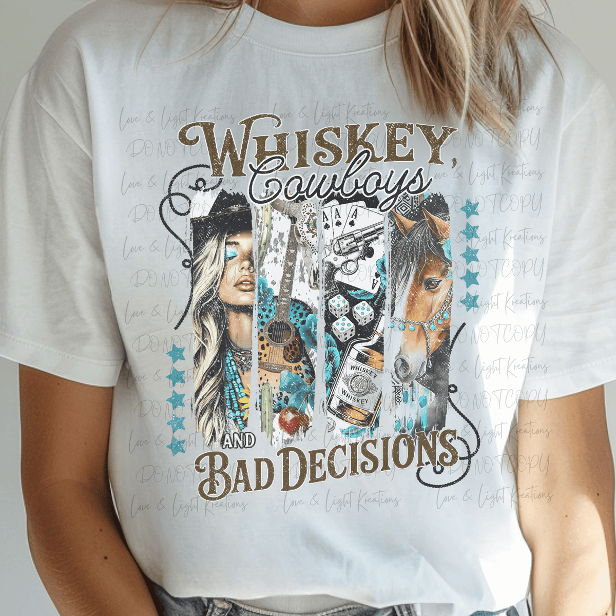 Whiskey, Cowboys and Bad Decisions in Paint Strokes and Turquoise