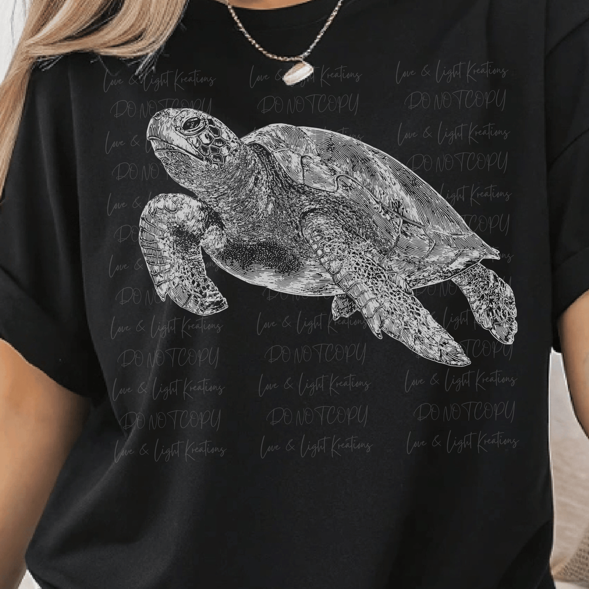 White Sketch Sea Turtle