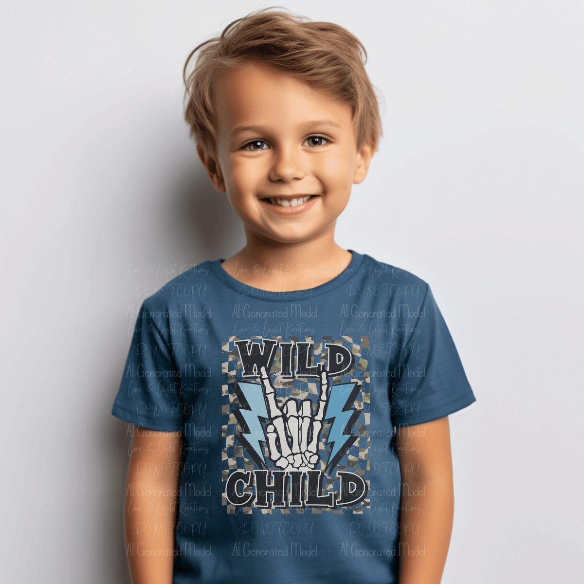 Wild Child Rock Hand with Lightening Bolts and Camo