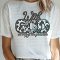 With God All Things are Possible Black, White and Teal Western