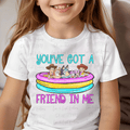 You've Got a Friend Cowboy, Cowgirl, Heeler Dogs, Pink Mouse and Purple Duck in a Pool