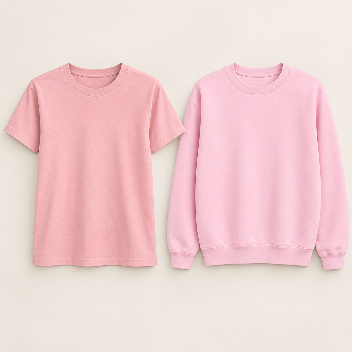 Kreations Couple Blossom / Light Pink paired blank tee and sweatshirt color reference