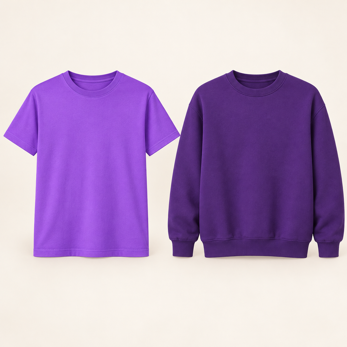 Kreations Couple Violet / Purple paired blank tee and sweatshirt color reference